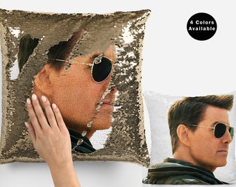 Tom Cruise Top Sequin Pillow Cover, Celebrity Sequin Pillowcase, Tom Cruise Flip Sequin Pillow Case, Pillow Cushion & Tom Pillow Gift Idea