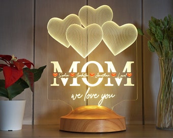 Personalisierte 3D LED Lampe für Mama | Custom Muttertag Geschenke | Mom Farbiges Nachtlicht | Muttertags Geschenk | Happy Mothers Day