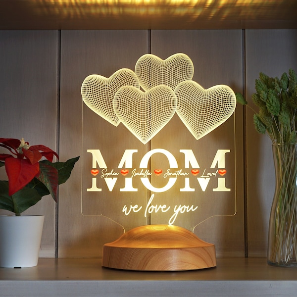 Personalisierte 3D LED Lampe für Mama | Custom Muttertag Geschenke | Mom Farbiges Nachtlicht | Muttertags Geschenk | Happy Mothers Day