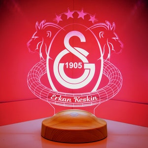 Galatasaray 3D Personalized 7 Color Bedside Lamp Football Gift, Football Turkey Istanbul, Football Night Light, Mauro Icardi, GS Fans image 1
