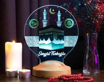 Lampka nocna z imieniem Kaaba - akrylowa lampka nocna Kaaba Mecca - spersonalizowana lampa Kaaba - wystrój islamski - prezent dla muzułmańskiego przyjaciela