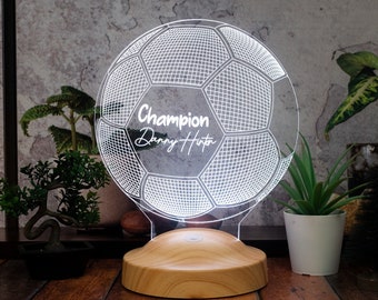 Football Gift Personalized 7 Colors Bedside Lamp, Football 3D Illusion Lamp, Gifts for Boys, DFB, EM, Gift Football Fans