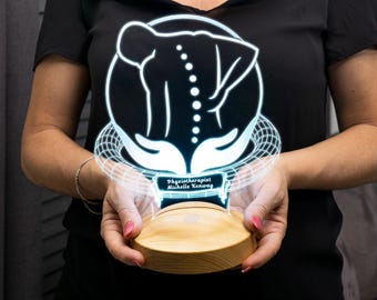 Luce notturna personalizzata per fisioterapista - Lampada 3D per fisioterapista - Luce notturna in acrilico personalizzata - Decorazione per ufficio - Regalo per fisioterapista