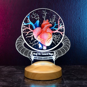 Personalized Heart Night Light for Doctors - Custom Name Night Light - Heart Night Light for Cardiology Doctor - Coworker Gift - Doctor Gift