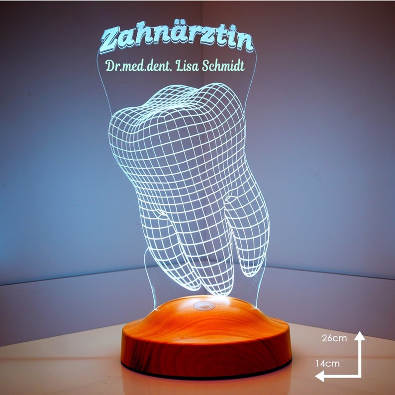 Zahnarztgeschenk Zahn Personalisierte 3D LED Lampe, Abschlussgeschenk, Zukünftiger Zahnarzt, Personalisiertes Nachtlicht Zahnärztin