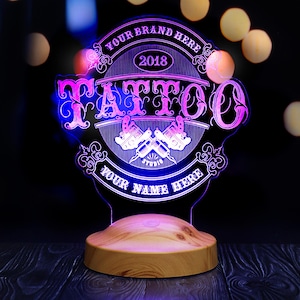 Tattoo Personalized Night Light - 3D LED Night Lamp - Tattoo Artist Night Lamp - Custom Name LED Night Light - Gift for Tattoo Artists
