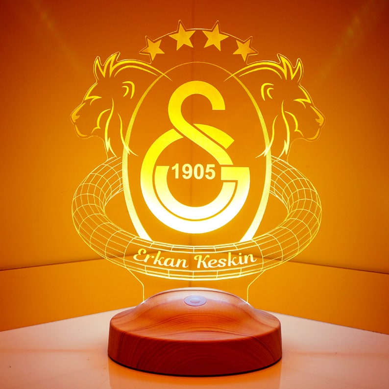 Galatasaray 3D Personalized 7 Color Bedside Lamp Football Gift, Football Turkey Istanbul, Football Night Light, Mauro Icardi, GS Fans image 2