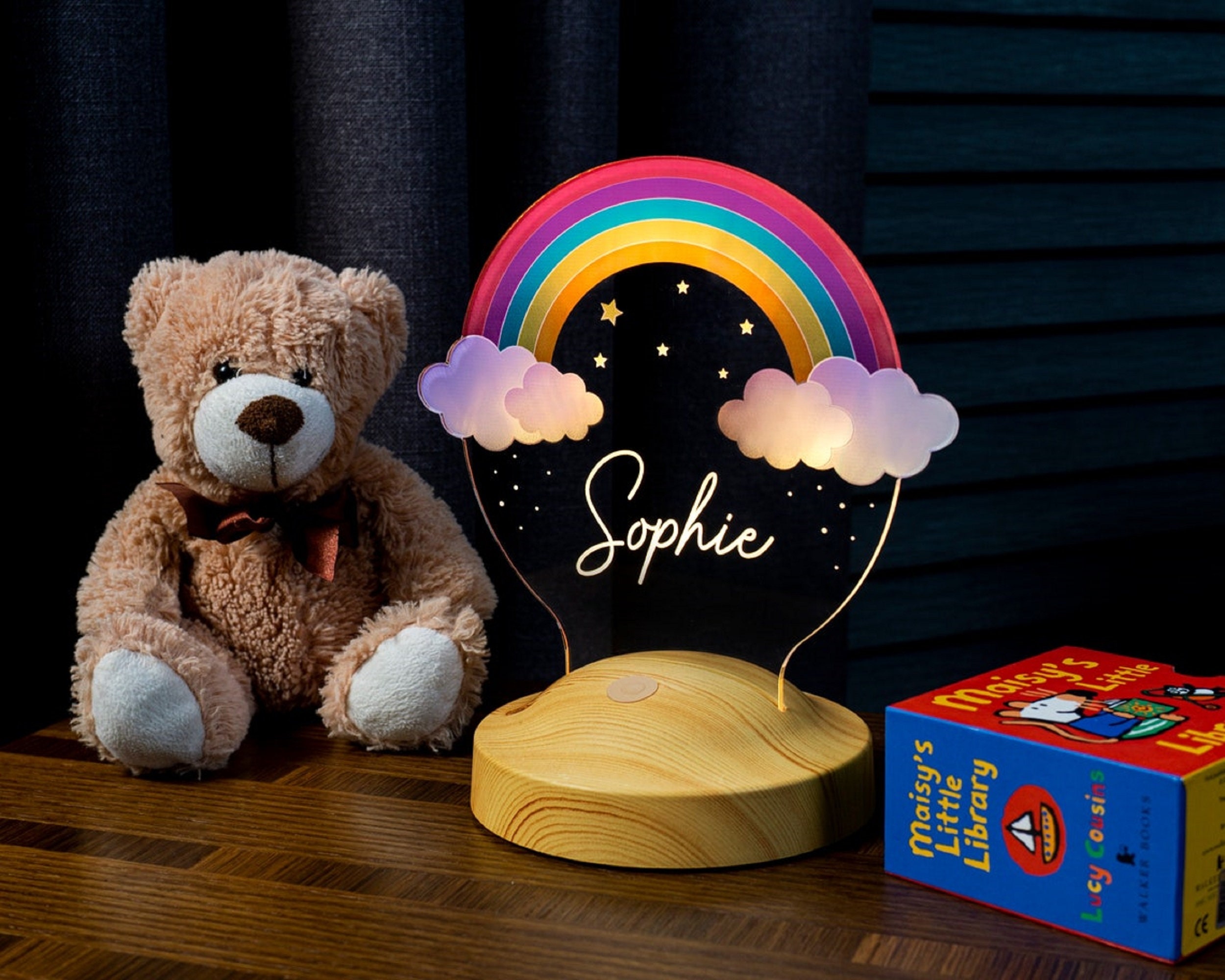 Personalized Night Light Rainbow LED Lamp Children's Room Decoration  Children's Room Night Light With Name Acrylic Wood Lamp for Children 