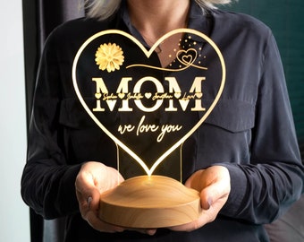 Personalisierte Lampe für Mama | Custom Mutter Tag Geschenk | Mom Nachtlicht | Muttertags Geschenk | Acryl LED-Lampe | 3D-Nachtlicht