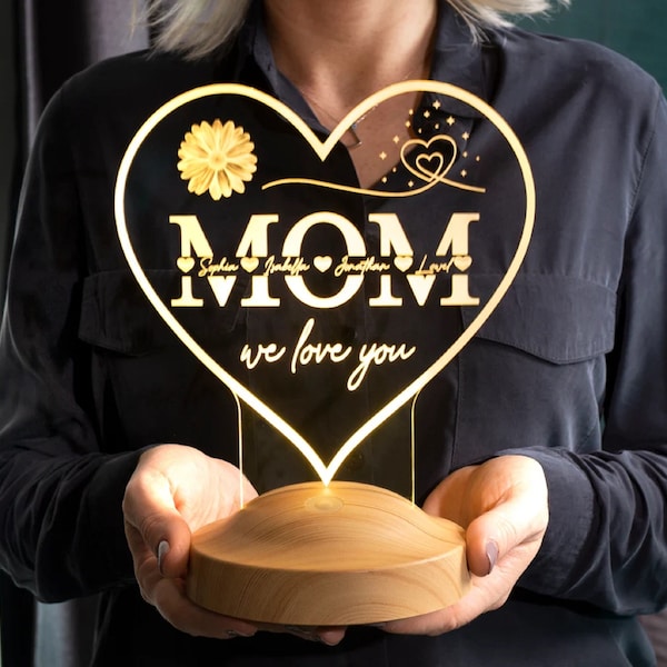 Personalisierte Lampe für Mama | Custom Mutter Tag Geschenk | Mom Nachtlicht | Muttertags Geschenk | Acryl LED-Lampe | 3D-Nachtlicht