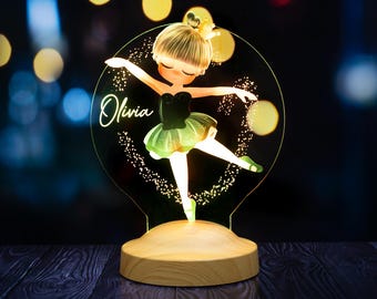 Personalized Ballerina Night Light - Custom Name Night Light for Kids - Acrylic Night Light for Baby - Kids Room Decor - Gift for Kids