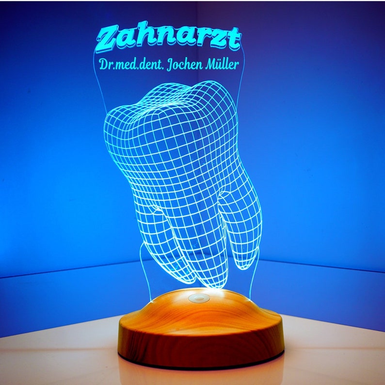 Zahnarztgeschenk Zahn Personalisierte 3D LED Lampe, Abschlussgeschenk, Zukünftiger Zahnarzt, Personalisiertes Nachtlicht Zahnarzt