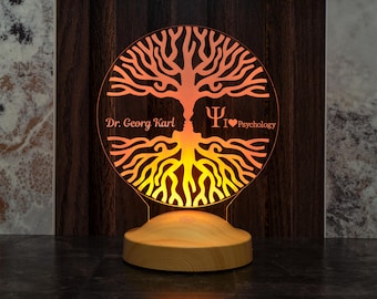 Personalized Night Light for Psychologist - Acrylic Night Light for Psychology Student - 3D LED Office Desk Lamp - Gift for Psychologist