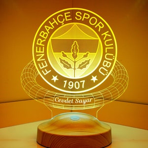 Fenerbahce 3D personalisierte 7 Farbe Nachttischlampe Fußball Geschenk, Fußball Türkei Istanbul, Fußball Nachtlicht, Mannschaft Geschenk Bild 2