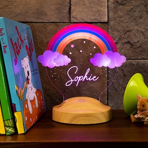 Rainbow Custom Night Light for Kids - Acrylic Night Light - Custom Name 3D Lamp - Colorful Bedside Lamp - Baby Room Decor - Baptism Gift