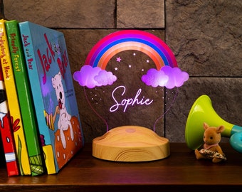 Rainbow Custom Night Light for Kids - Acrylic Night Light - Custom Name 3D Lamp - Colorful Bedside Lamp - Baby Room Decor - Baptism Gift