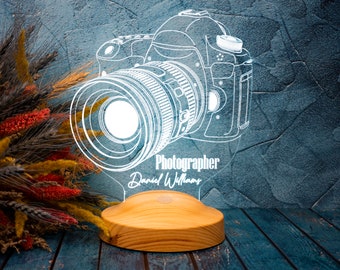 Fotokamera LED Lampe als Geschenk für Fotografen 3D Illusionslampe  Fotografie-Liebhaber  Fotostudio Geschenke Berufseinstieg Fotograf