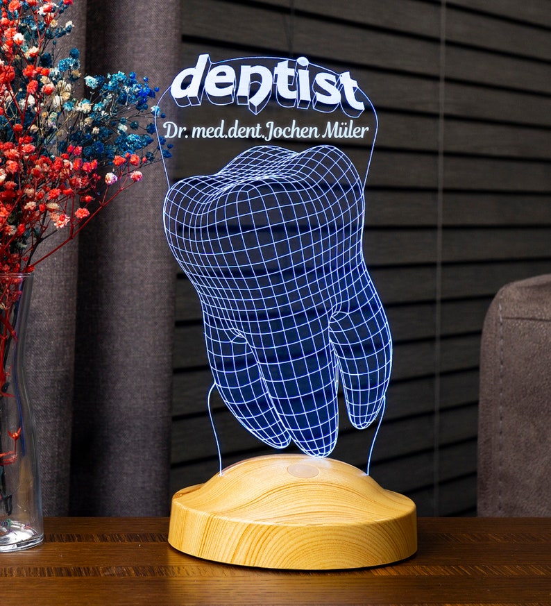 Dentist Gift Tooth Personalized 3D LED Lamp, Graduation Gift, Future Dentist, Personalized Night Light image 9