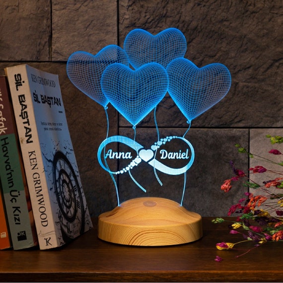 Lampe LED Illusion 3D personnalisée avec lampe de nuit gravée pour cadeau  d'anniversaire de chambre à coucher pour lui ou elle -  France