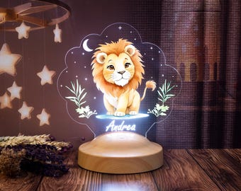 Lion Personalized Night Light for Kids Custom Name Night Light