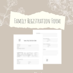 Family Registration Form Template - Aesthetic, Minimalist, Simple, Clean
