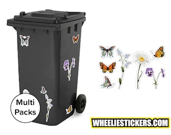 Decorative Butterflies and Flowers Stickers for Wheelie Bins
