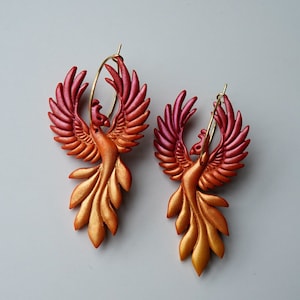 Phoenix-oorbellen | Hypoallergeen, 18k verguld | Lichtgewicht | Handgemaakte oorbellen |