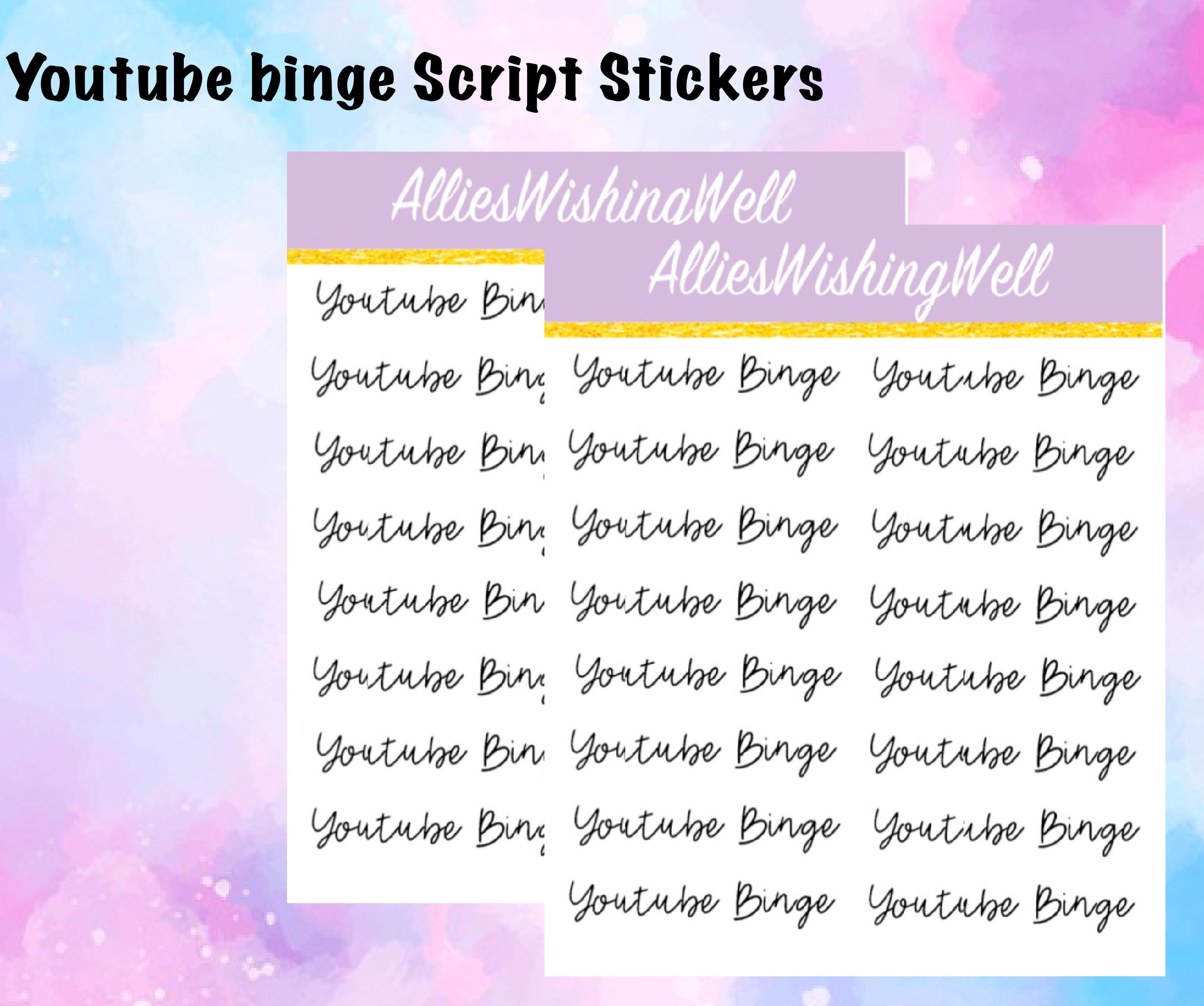 Youtube Binge Script Pegatinas Etsy
