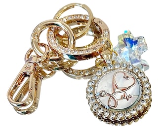 Llavero con cruz de cristal Swarovski Elements para médicos, enfermeros y profesionales de la salud.