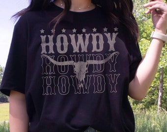 Camisa de cráneo de vaca boho, camisa de hola retro, camisa de vaquero de vaquera, camisa del oeste salvaje, camiseta gráfica occidental Camisa de rodeo de búfalo de cuerno largo