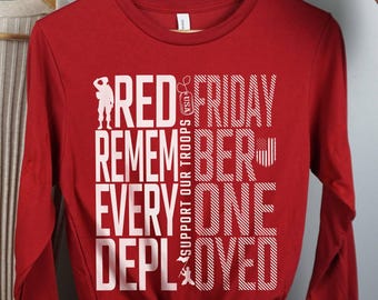 Camisa de manga larga de Viernes Rojo, apoya a nuestras tropas, recuerda a todos los desplegados por mi hijo. Camisa militar de Viernes Rojo, regalo de graduación del ejército.
