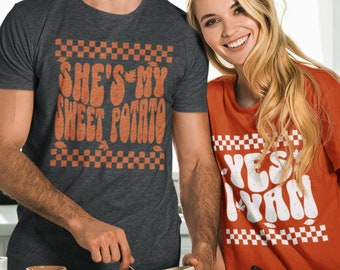 Ella es mi camisa de batata, camiseta divertida de batata I Yam, camiseta de acción de gracias de pareja de esposa de esposo, regalo de acción de gracias a juego de mejor amigo