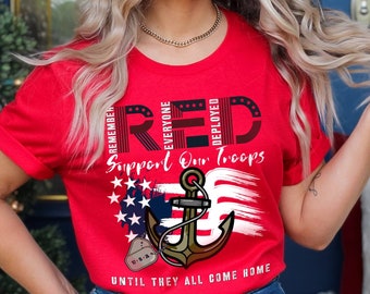 Camisa ancla de la marina de guerra del viernes rojo, camisa militar del viernes rojo, camisa de despliegue Remember Everyone Deployed, camiseta de mamá y papá del ejército, regalo de graduación del ejército