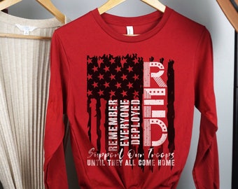Camisa de manga larga RED Friday, apoya a nuestras tropas, recuerda a todos los que están desplegados por mi hijo, camisa militar RED Friday, regalo de graduación del ejército