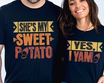 Ella es mi camisa de patata dulce, camisa de ñame I, camisas de ñame de patata dulce, camisa a juego de acción de gracias de Halloween de otoño, camiseta de esposa de marido de pareja, regalo