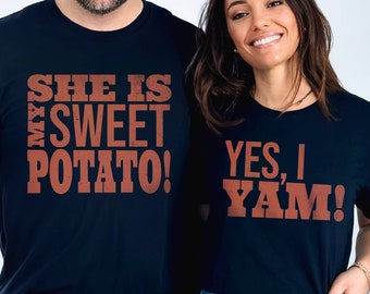 Ella es mi camisa de patata dulce, camisa de ñame I, camisas de ñame de patata dulce, camisa a juego de acción de gracias de Halloween de otoño, camiseta de esposa de marido de pareja, regalo