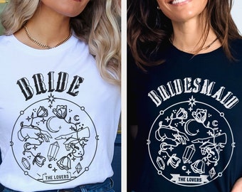 Boho Celestial Bachelorette Party Shirt, Mystical Butterfly Moon Bach Camiseta Boho Bride Bridesmaid Babe Tee Goth Tarot Party Theme Gift