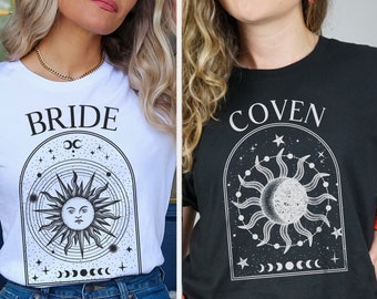 Witchy Bride, Bride's Coven Bachelorette Shirt, Tarot Bachelorette Tee, Mystic Gothic Bride Bridesmaid Shirt Fortune Teller Bach Theme Gift