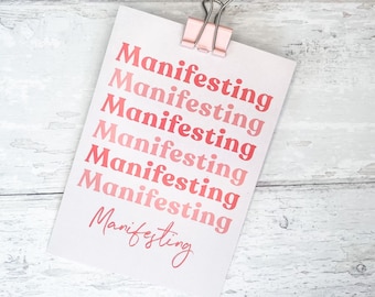 Impresión bonita A6 / Cita "Manifestación" para decoración de pared y escritorio / Postal tipográfica