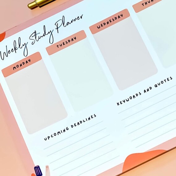 A4 Weekly Study Planner