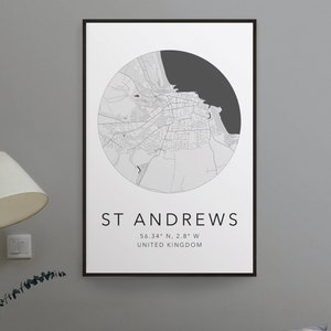 | d’impression de carte de St. Andrews St. Andrews Écosse Imprimer | Carte de l’Université de St. Andrews | | d’art cartographique minimaliste | d’art cartographique moderne Imprimer le plan de la ville