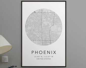 Phoenix Map Print | City of Phoenix Print | Map of Phoenix Arizona | Minimalist Map Art | Modern Map Art | City Map Print | Travel Art