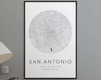 San Antonio Map Print | City of San Antonio Print | Map of San Antonio Texas | Minimalist Map Art | Modern Map Art | City Map Print