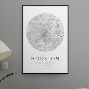 Houston Map Print | City of Houston Print | Map of Houston Texas | Minimalist Map Art | Modern Map Art | City Map Print | Travel Art