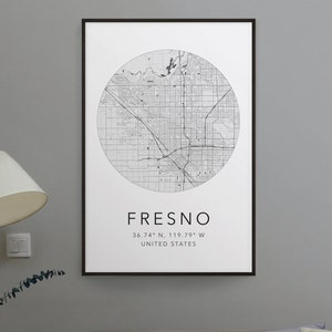 Fresno Map Print | City of Fresno Print | Map of Fresno California | Minimalist Map Art | Modern Map Art | City Map Print | Travel Art