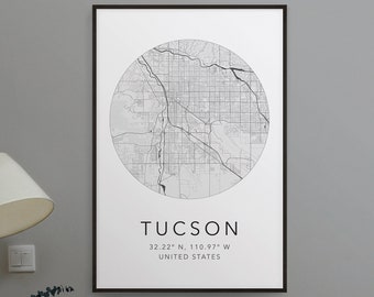 Tuscon Arizona Map Print | City of Tuscon Print | Map of Tuscon Arizona | Minimalist Map Art | Modern Map Art | City Map Print | Travel Art