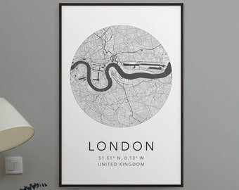 London Map Print | City of London Print | Map of London | Minimalist Map Art | Modern Map Art | City Map Print | Travel Art | Home Print