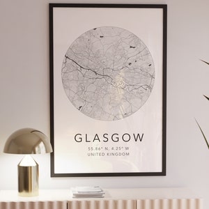 Glasgow Karte Druck | Glasgow Schottland Print | Stadtplan von Glasgow | Minimalistische Karte Kunst | Moderne Karte Kunst | Stadtplan Druck