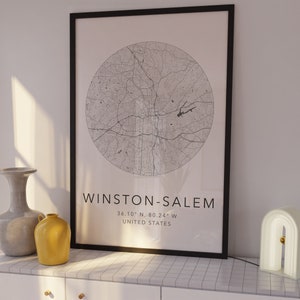 Winston-Salem Map Print | Winston-Salem North Carolina Print | Home Town Map | Minimalist Map Art | Modern Map Art | City Map Print