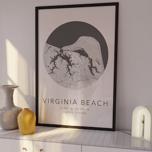 Virginia Strand Karte Print | Virginia Beach Print | Stadtplan | Minimalistische Karte Kunst | Moderne Karte Kunst | Stadtplan Druck | Homecoming Geschenk